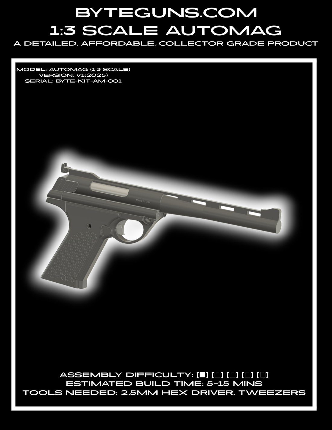 How to assemble your NEW automag .44 pistol 1:3 scale model