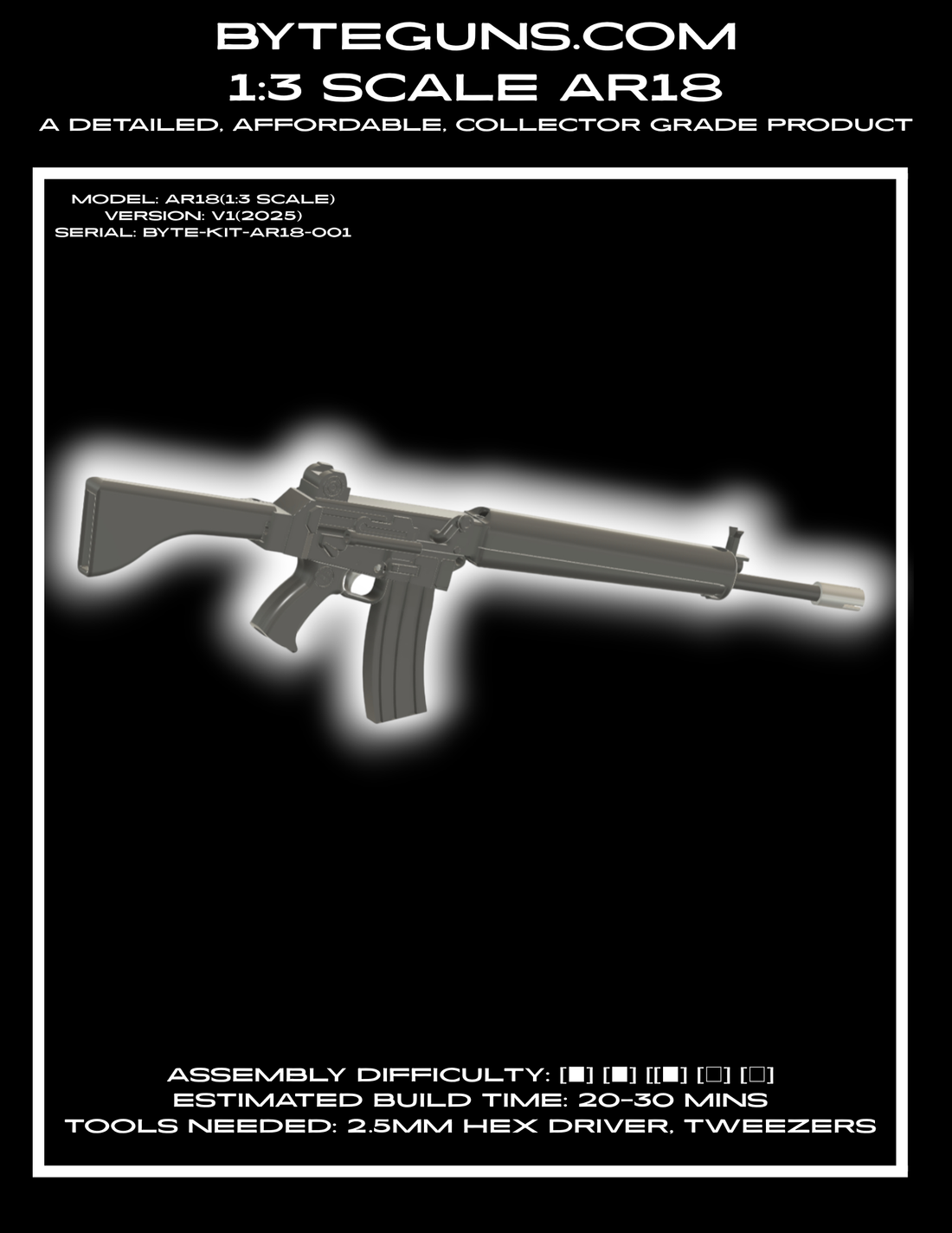 How to build your new, minimalistic 1:3 scale AR18 gun model kit