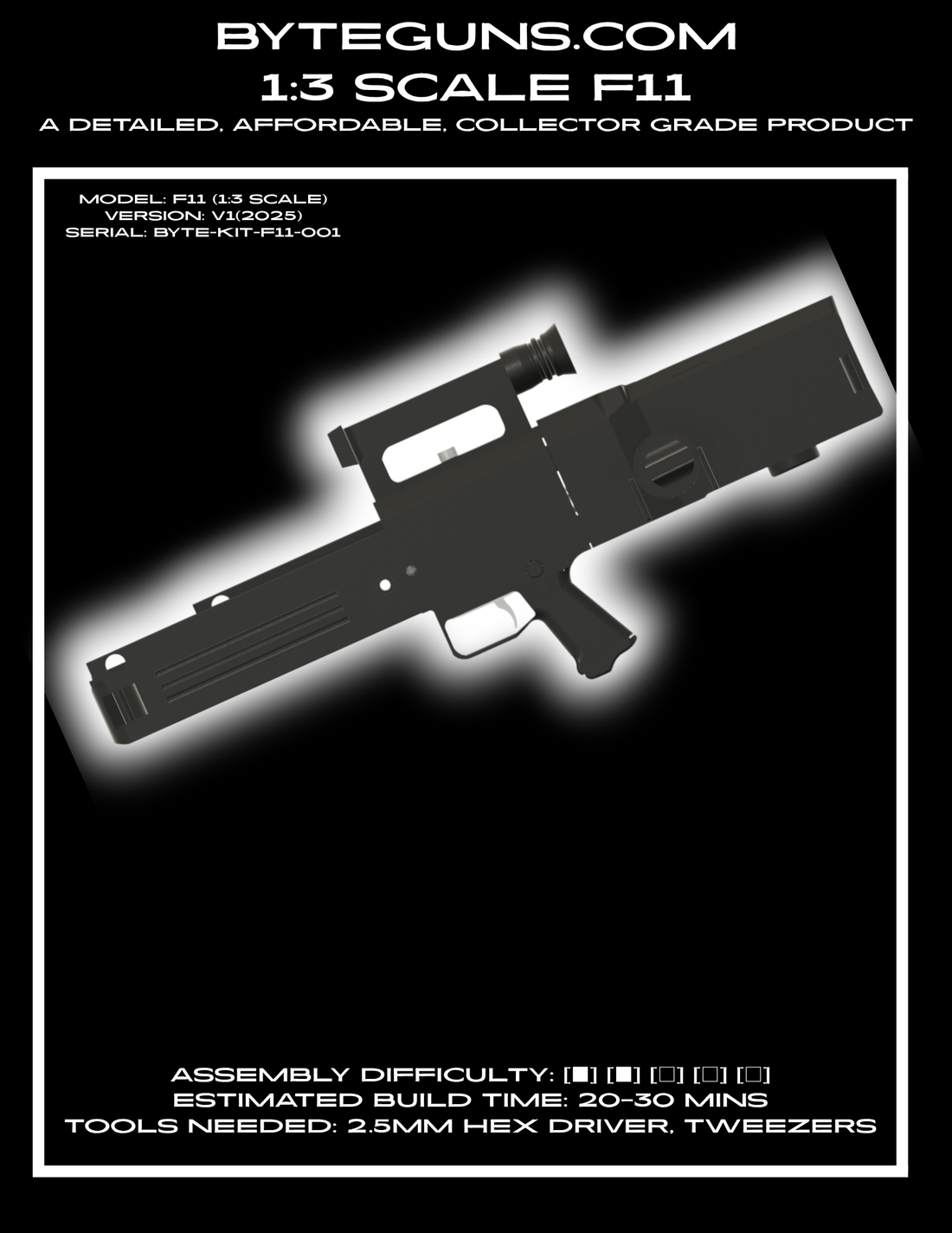 how to assemble your NEW F11 space rifle 1:3 scale kit