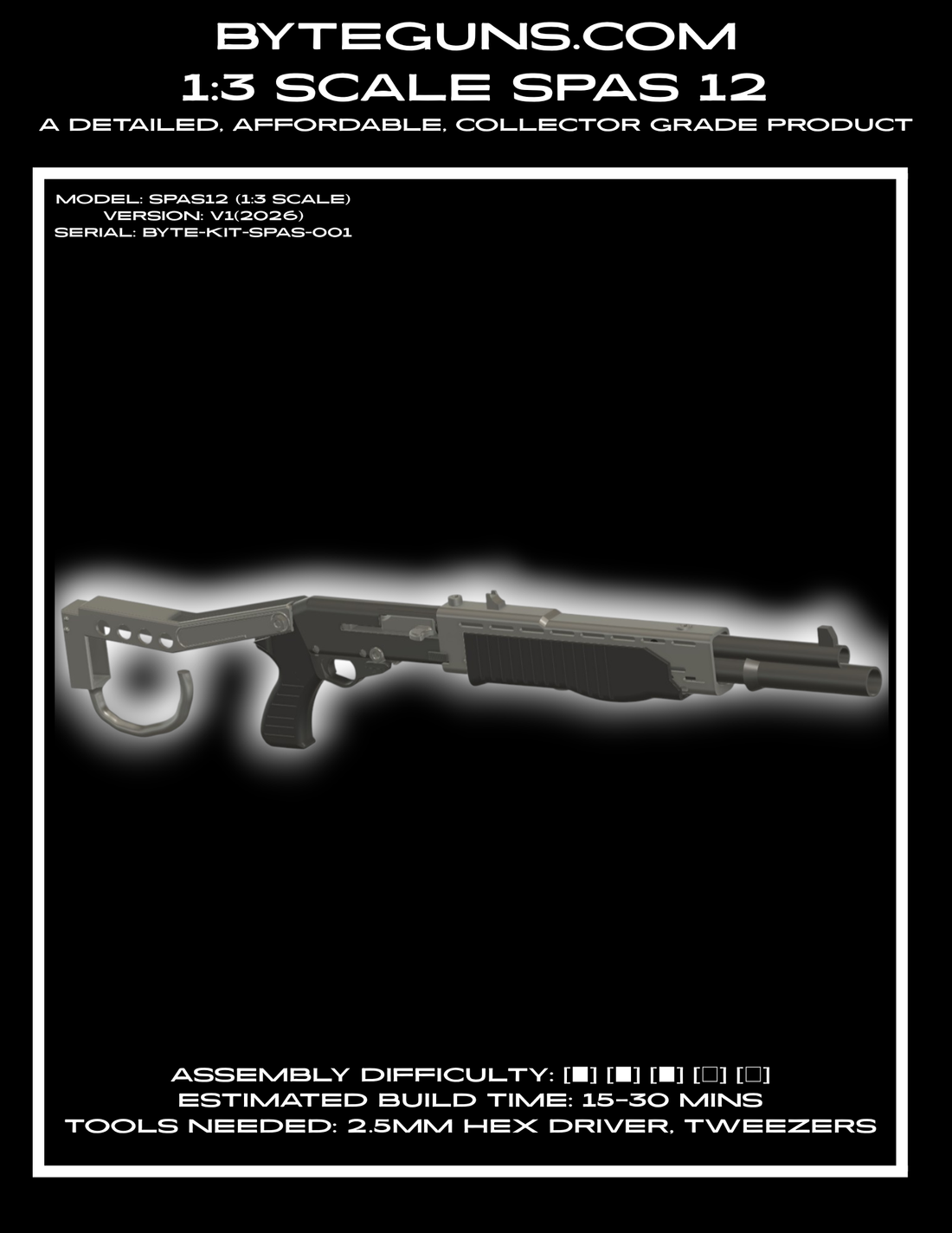 How To Assemble Your 1:3 Scale ByteGuns SPAS12 automatic model shotgun